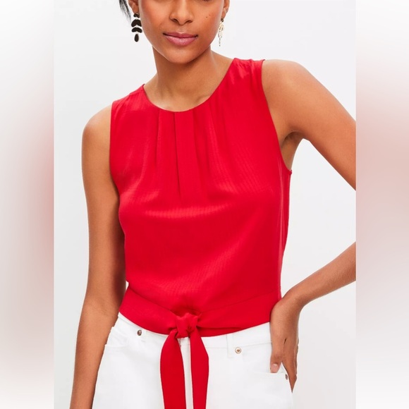 LOFT Sleeveless Tie-Front Blouse – Red – Size M – NWT - Picture 1 of 8